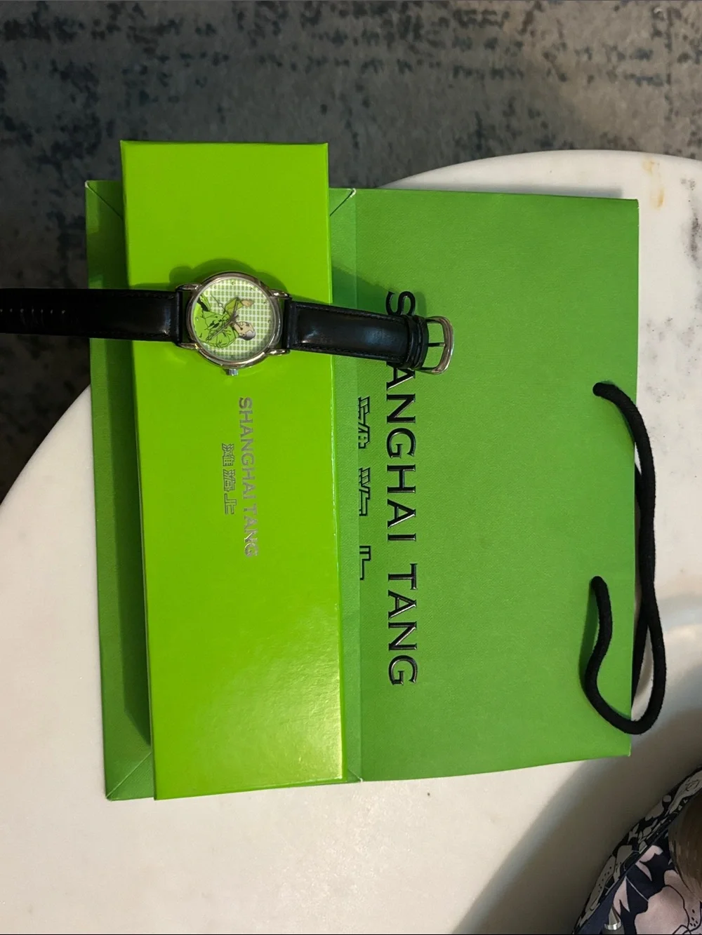 Shanghai Tang Waving Mao Watch green w/ black leather, RARE, with box and bag